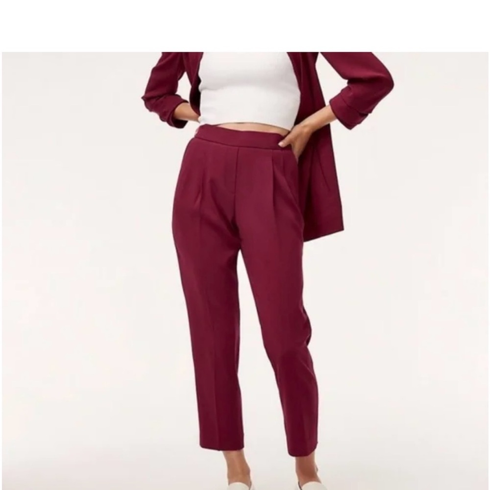 BABATON BY ARITZIA COHEN II PANT Cropped pleated merlot dress pants